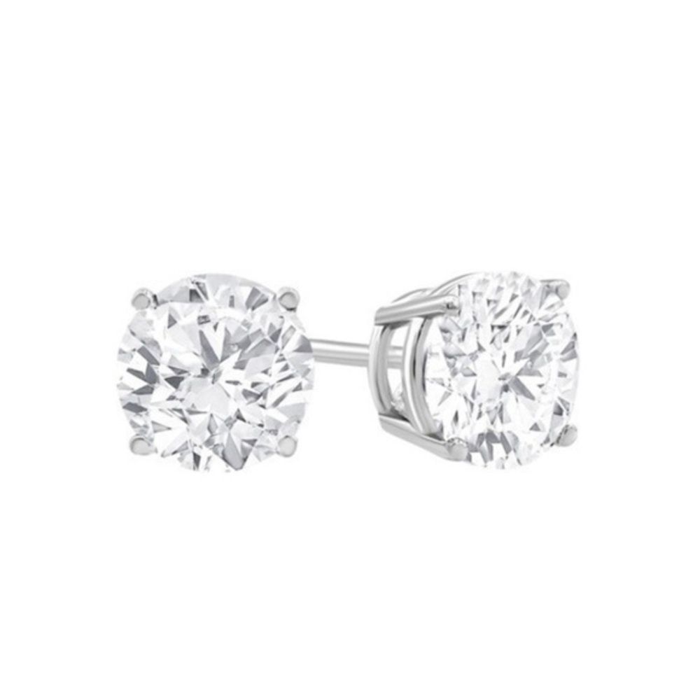 Renaissance Collection 14k White Gold Over 925 Sterling Silver CZ Round Studs